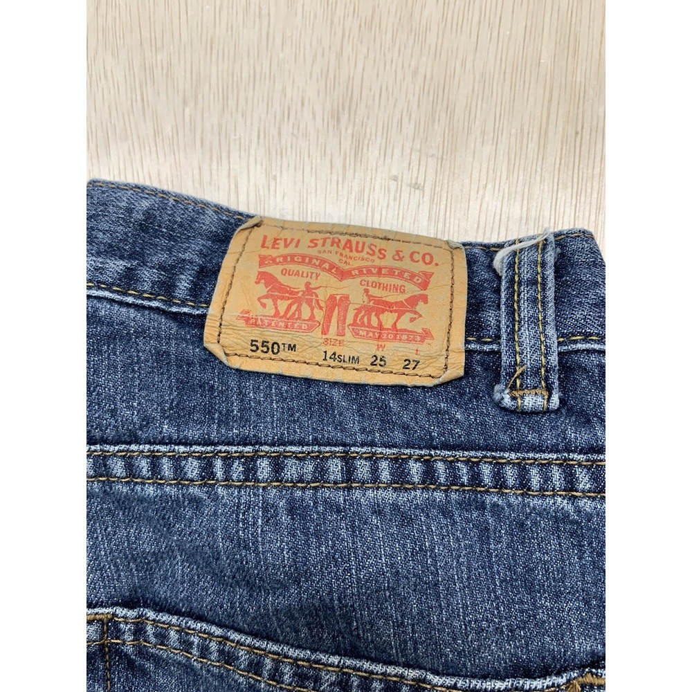 Levis 550 Jeans Boys 14 Slim Relaxed Straight Leg Medium‎ Blue Denim Logo 26x27 - Picture 3 of 8